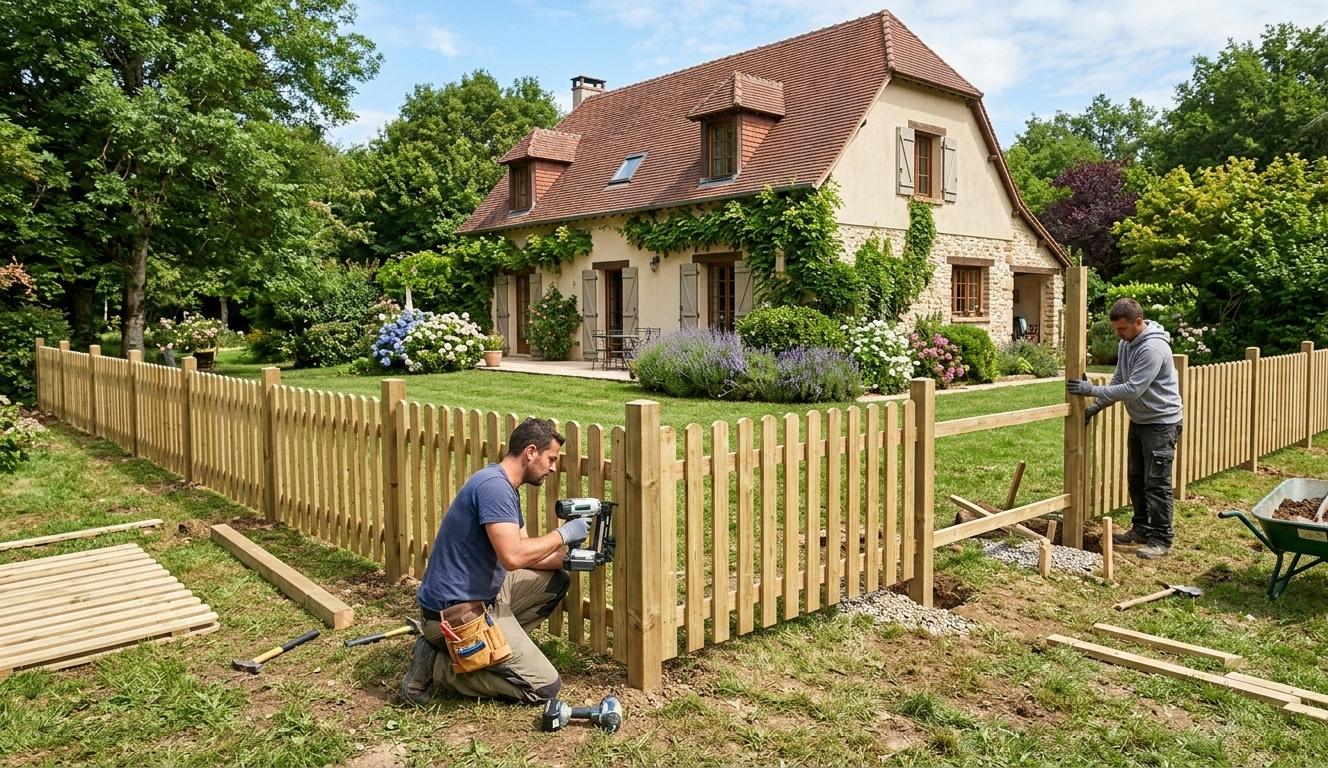 Pose de clôture en bois Terrasson-Lavilledieu